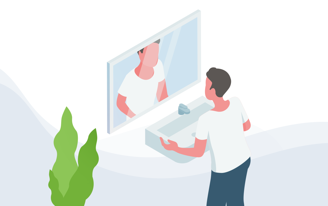 image of man looking at himself in a mirror