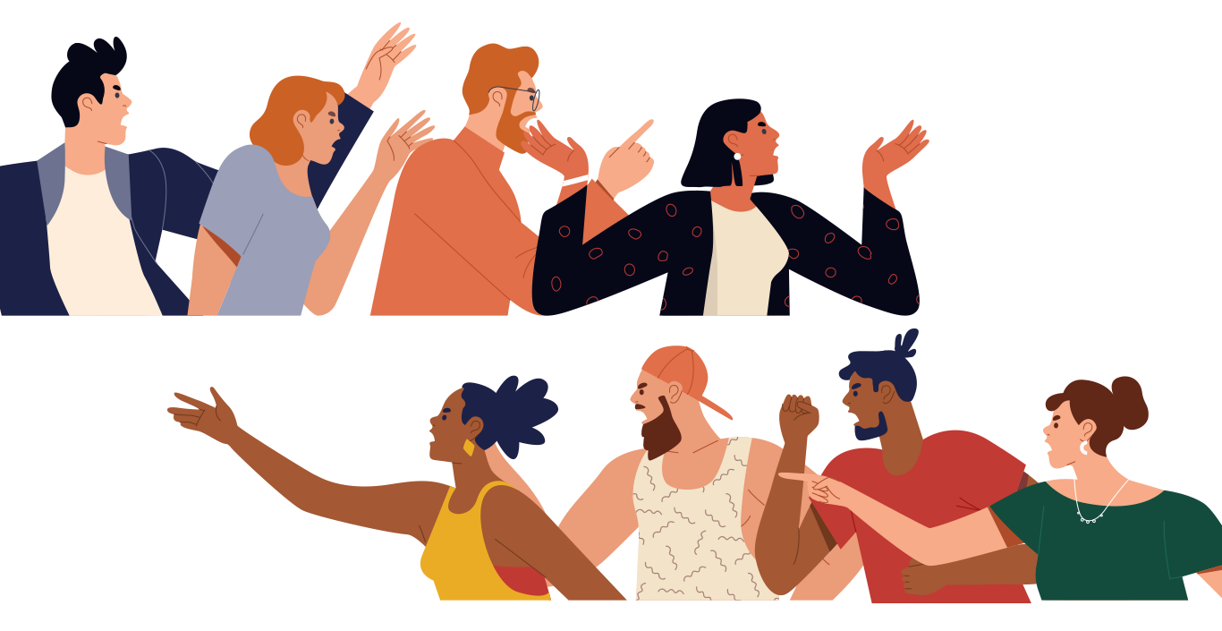 two teams shouting at each other